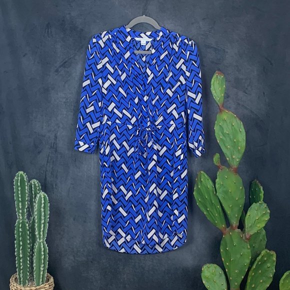 Diane Von Furstenberg Freya 100% Silk Dress 6 Blue